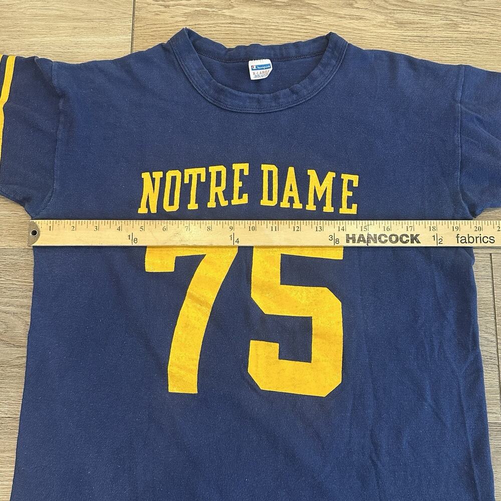 Vintage 70s Champion Notre Dame Fighting Irish #75 NCAA Football TShirt XL - Picture 6 of 9